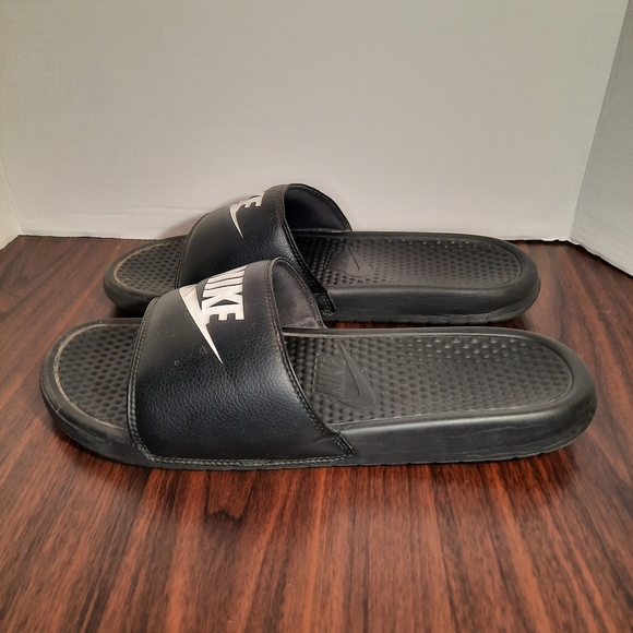 Nike Benassi JDI Mens Size 13 Slides Black White Sandals Flip Flop 343880-090 - Picture 5 of 10